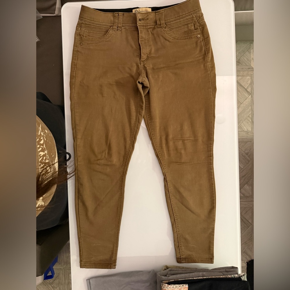 Democracy Brown Skinny Jeans with Branded Button - Picture 7 of 7